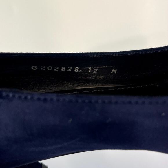 Stuart Weitzman Marymid Navy Blue Suede Block Heel Square Toe Pumps Size 12 - Picture 2 of 9